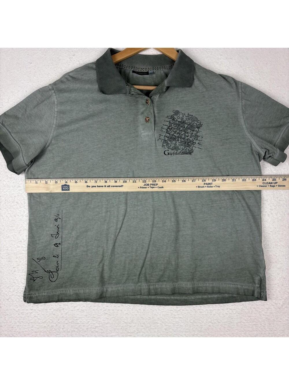 Vintage Y2K Gipfelsturmer Faded Green Polo German Script XXL Boxy Cropped - Picture 4 of 8